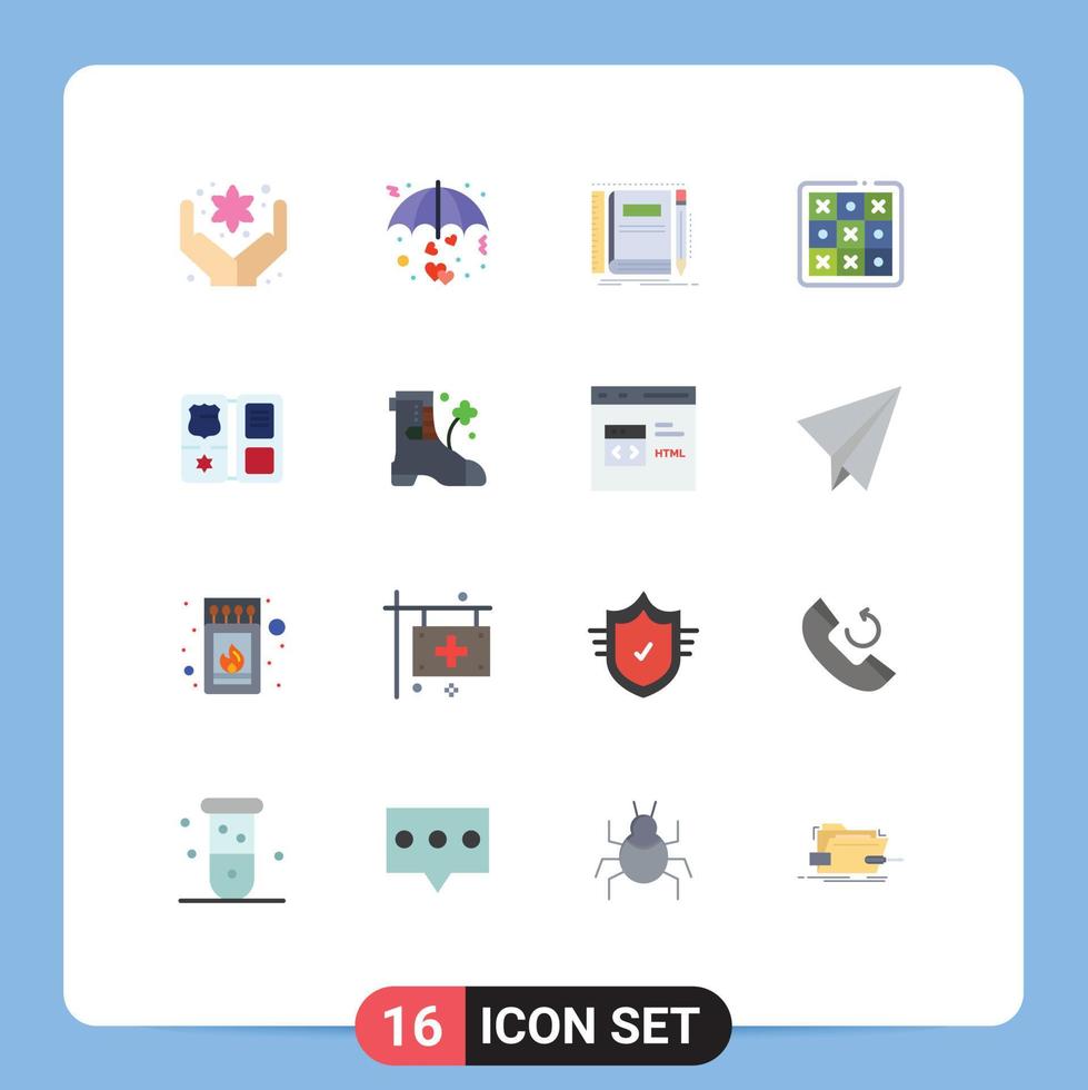 User Interface Pack of 16 Basic Flat Colors of hand notebook heart umbrella pocket Editable Pack of Creative Vector Design Elements