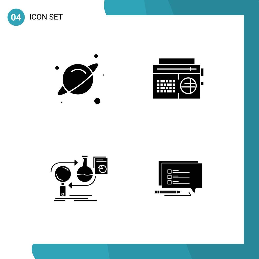 paquete de iconos vectoriales de 4 líneas y símbolos para el planeta desarrollar elementos de diseño vectorial editables del mercado de medios de radio vector