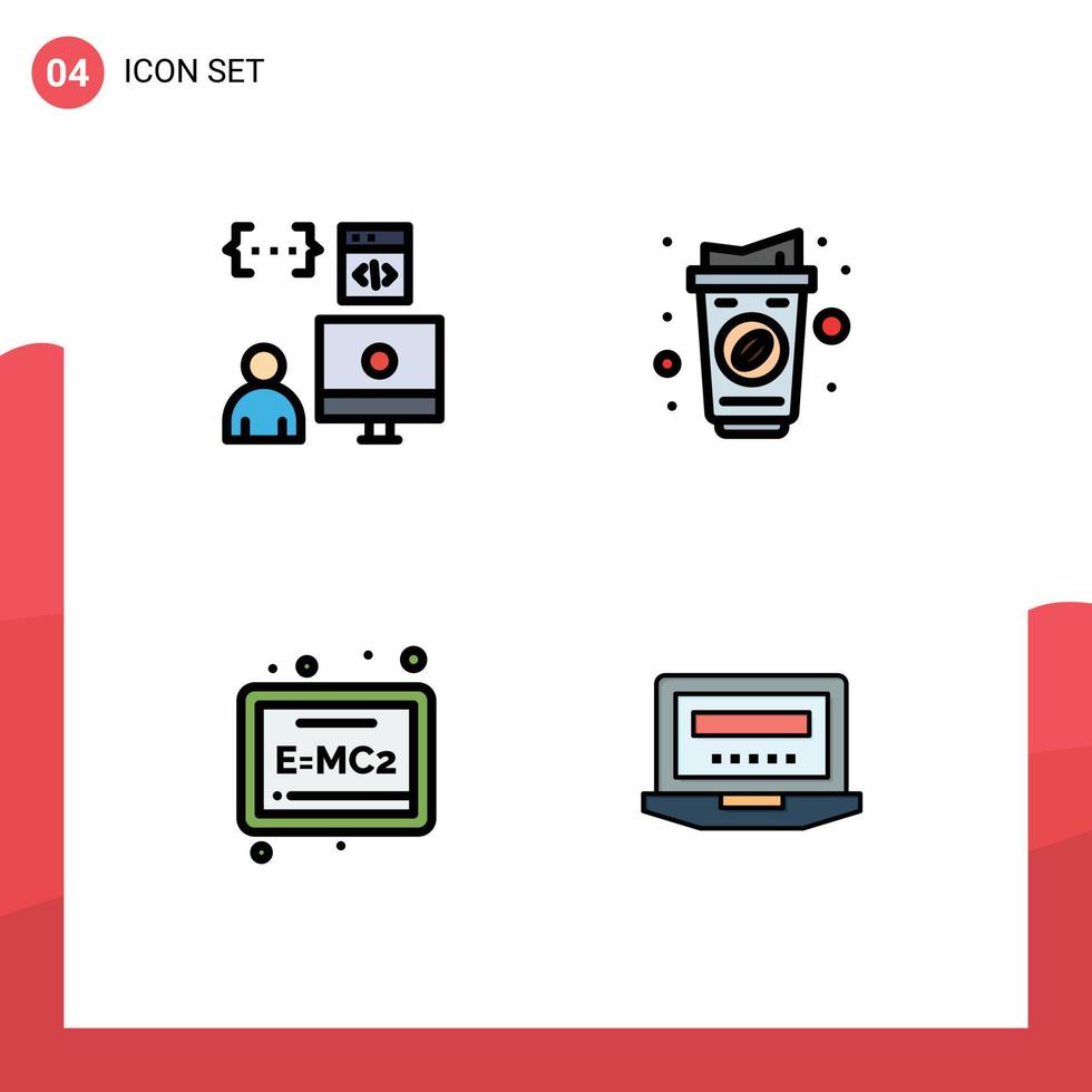 4 iconos creativos signos y símbolos modernos de fórmula de taza de desarrollo de placa de aplicación elementos de diseño vectorial editables vector