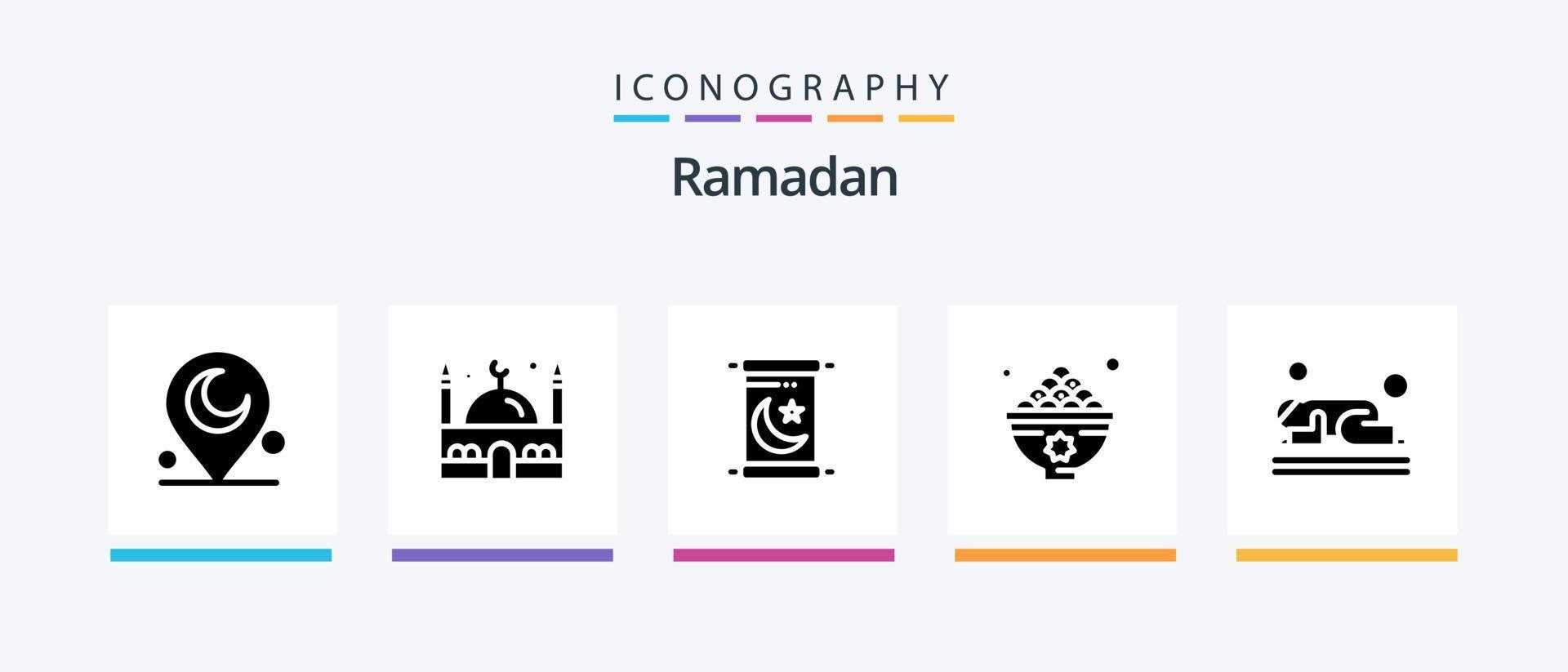 Ramadan Glyph 5 Icon Pack Including lunch . food . ramadan. dates . holy. Creative Icons Design vector