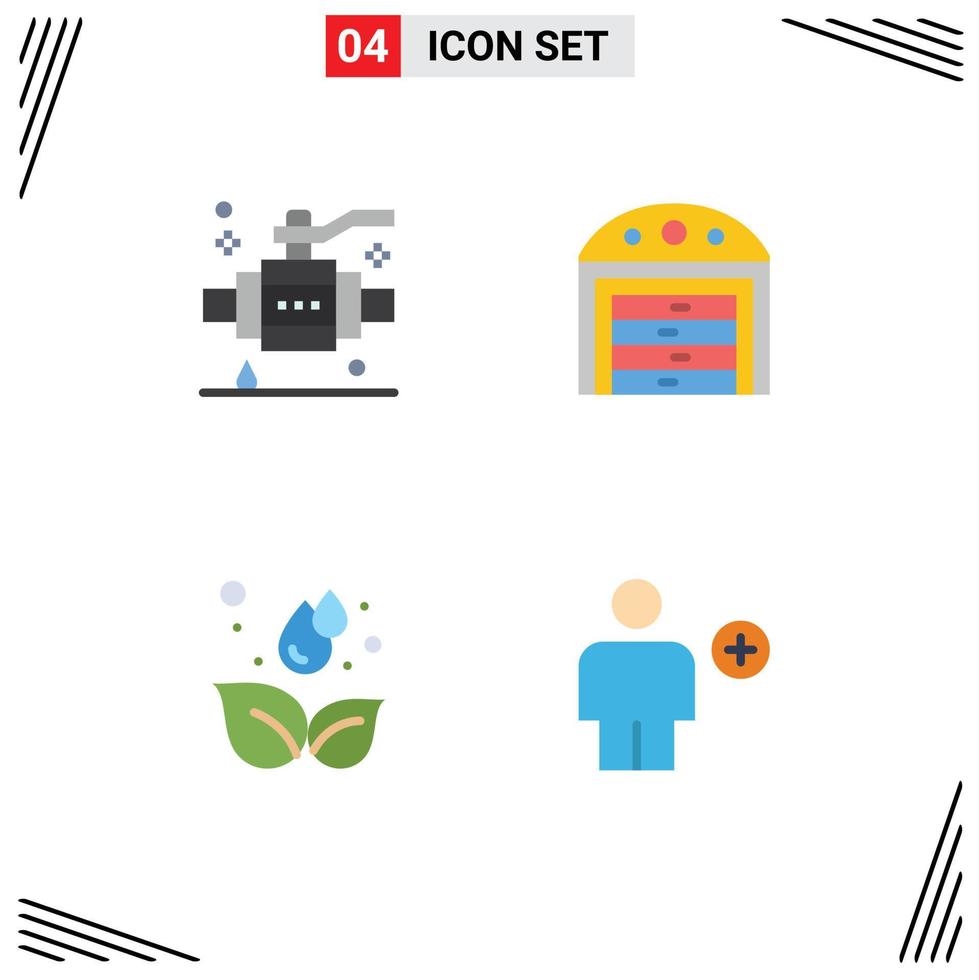 Editable Vector Line Pack of 4 Simple Flat Icons of buildings droop valve house add Editable Vector Design Elements