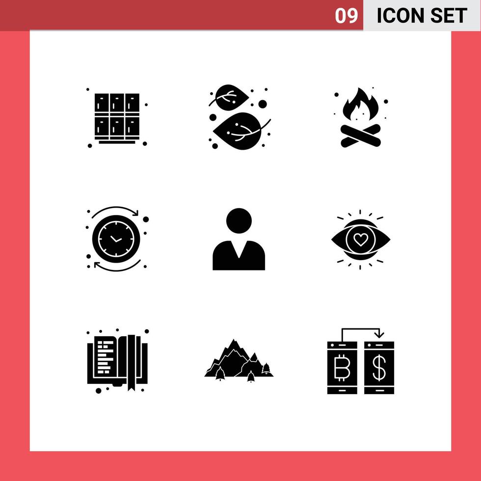 9 Creative Icons Modern Signs and Symbols of clock backward nature nature fire Editable Vector Design Elements