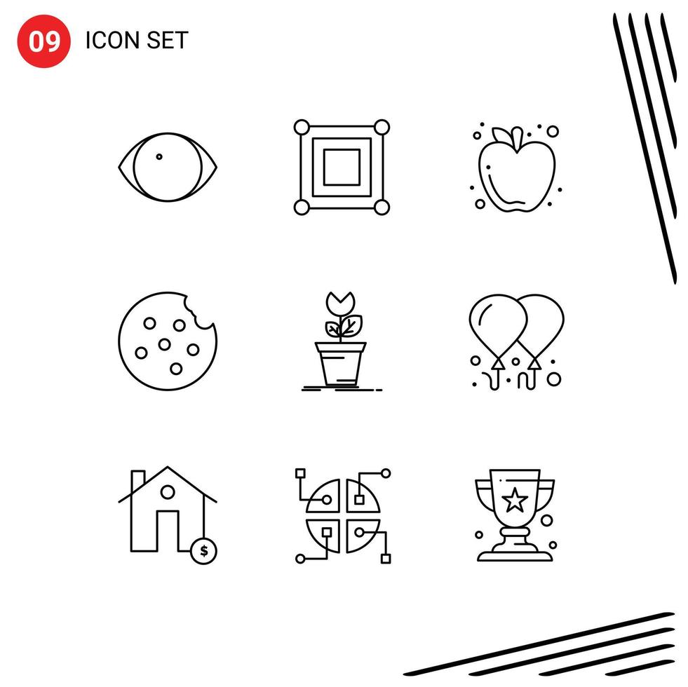 9 Creative Icons Modern Signs and Symbols of obstacle game apple adventure cookie Editable Vector Design Elements