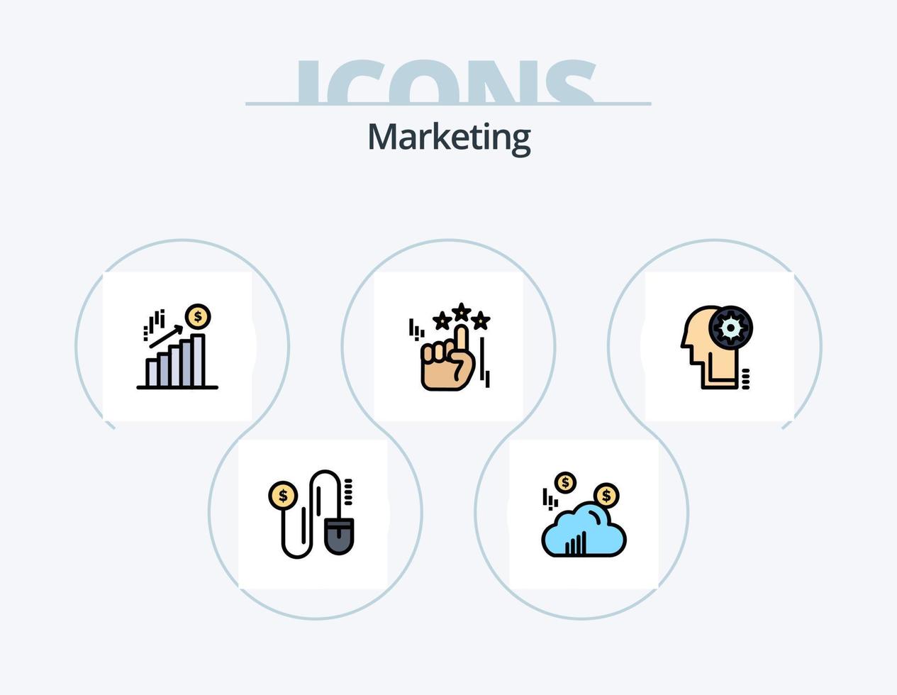 Marketing Line Filled Icon Pack 5 Icon Design. mind. watch. rate. time. head vector