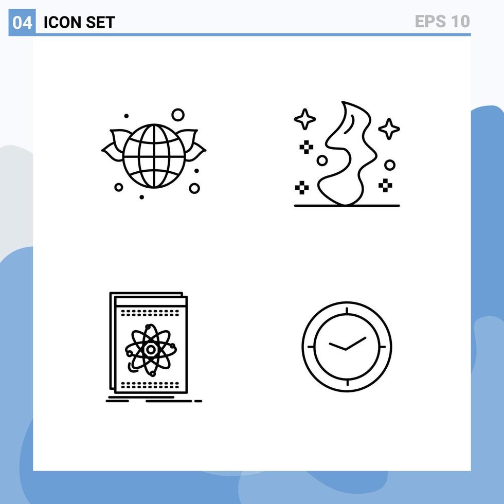 Set of 4 Commercial Filledline Flat Colors pack for earth application green wish platform Editable Vector Design Elements