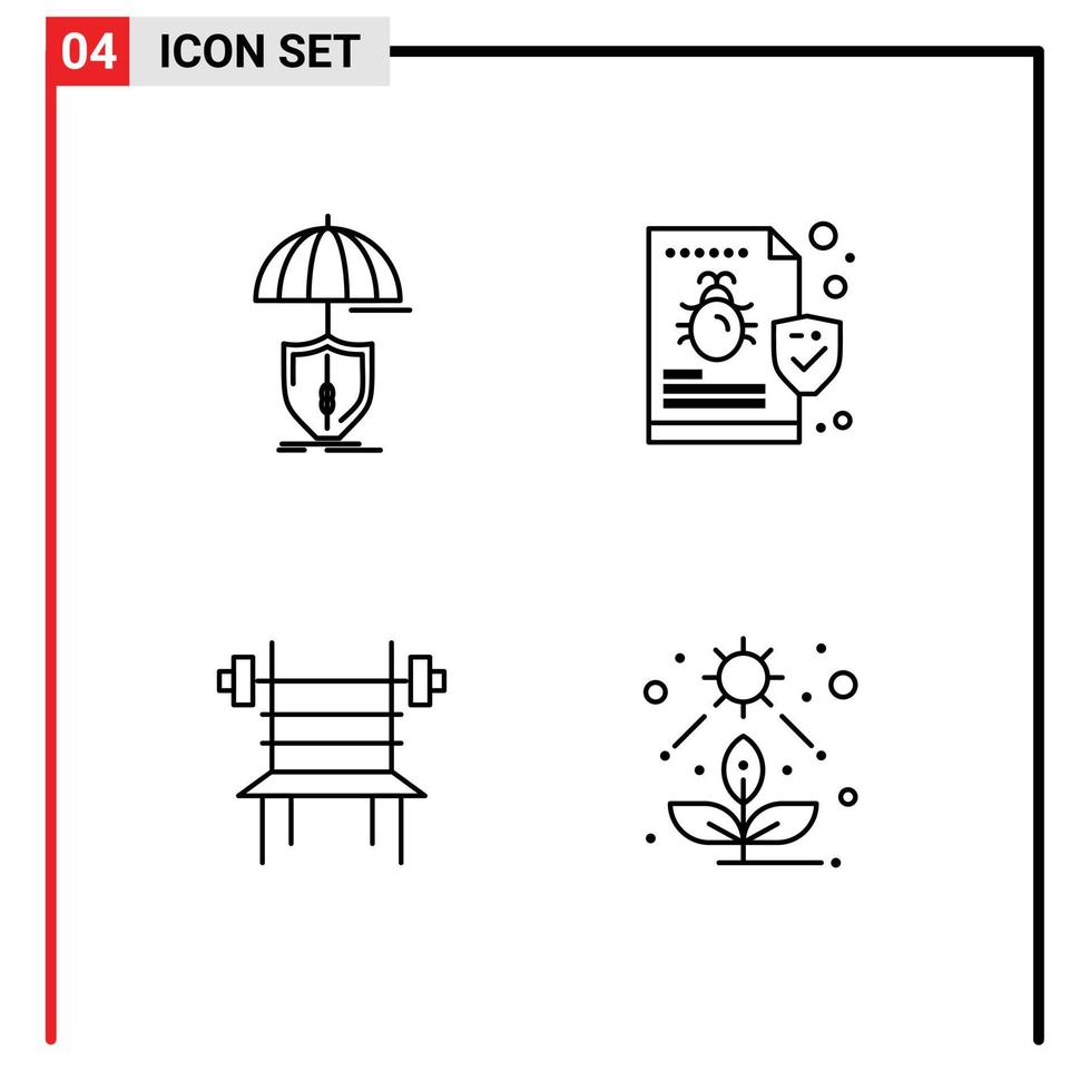 Universal Icon Symbols Group of 4 Modern Filledline Flat Colors of insurance virus digital file dumbbell Editable Vector Design Elements