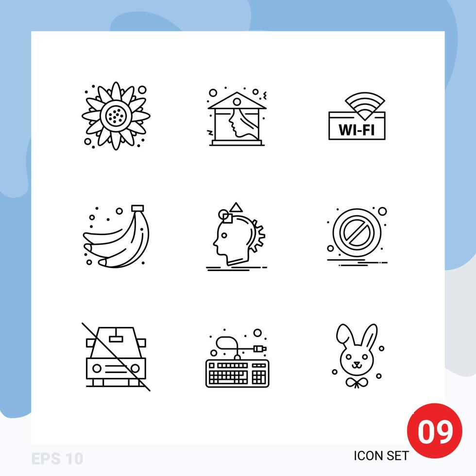 Outline Pack of 9 Universal Symbols of imaginative fruit hotel summer bananas Editable Vector Design Elements