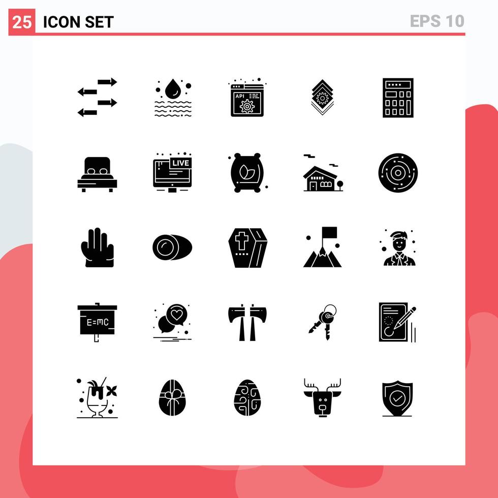 Set of 25 Modern UI Icons Symbols Signs for math calculator code server setting Editable Vector Design Elements