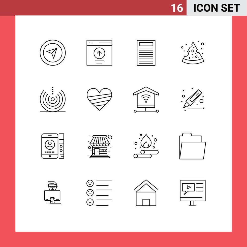 16 User Interface Outline Pack of modern Signs and Symbols of signal devices book air food Editable Vector Design Elements