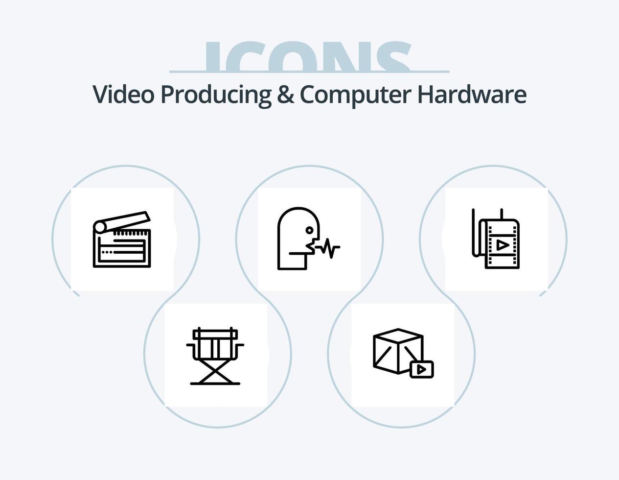 producción de video y diseño de iconos del paquete de iconos de línea de hardware de computadora 5. dinero. costos trofeo. presupuesto. humano vector