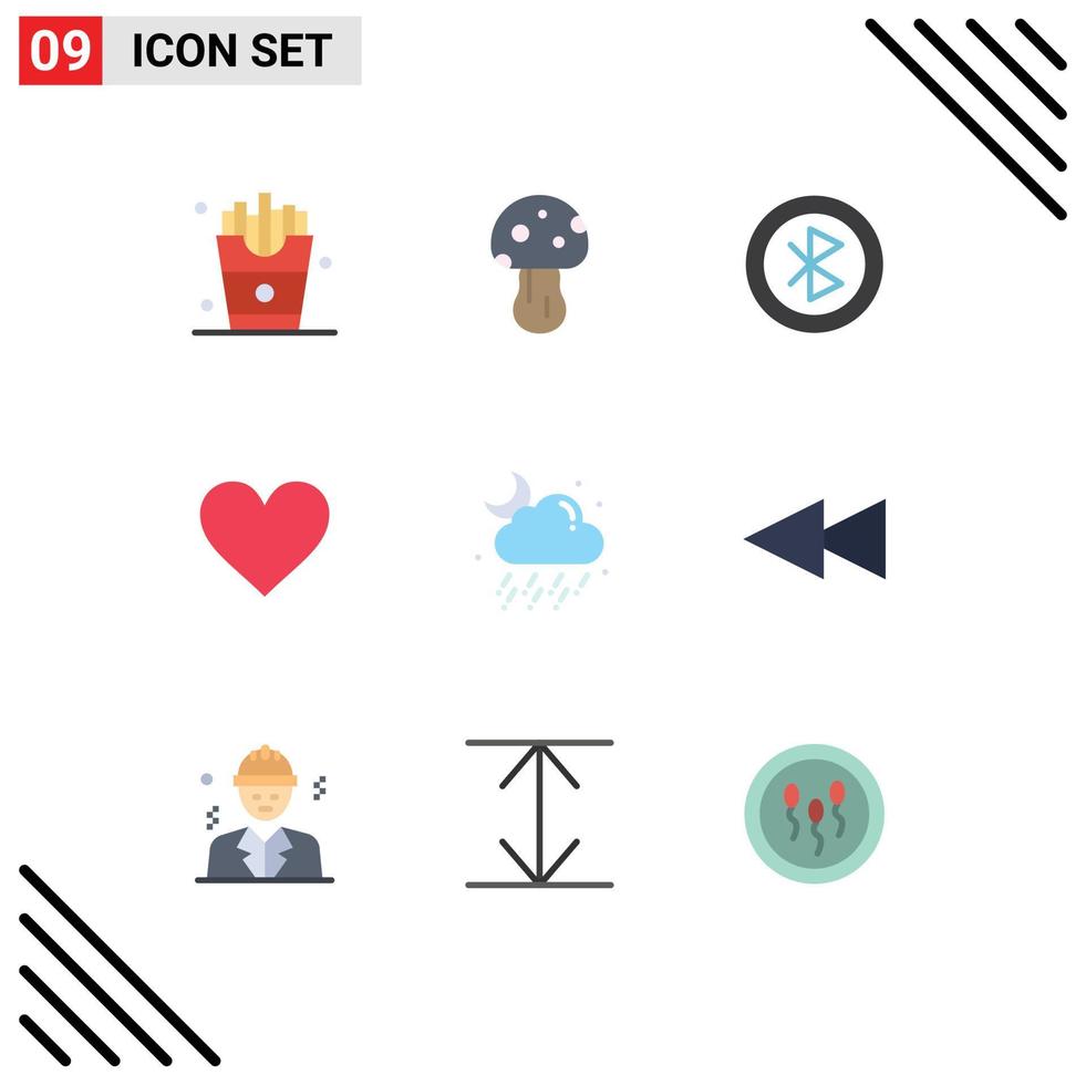 Set of 9 Modern UI Icons Symbols Signs for cloud sign bluetooth heart sharing Editable Vector Design Elements