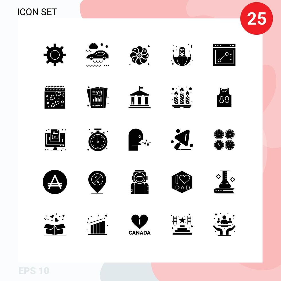 conjunto de 25 iconos modernos de la interfaz de usuario símbolos signos para el calendario dibujar naturaleza navegador mujeres elementos de diseño vectorial editables vector