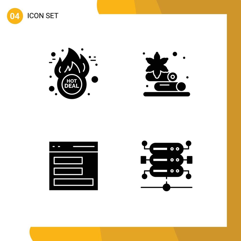 Set of Vector Solid Glyphs on Grid for cyber interface hot deal lotus database Editable Vector Design Elements