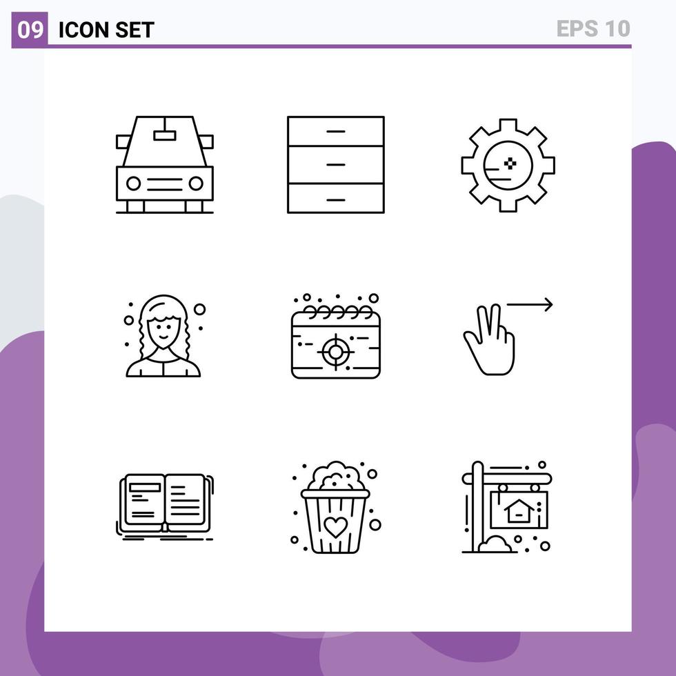 9 Thematic Vector Outlines and Editable Symbols of fingers mission chemistry deadline web developer Editable Vector Design Elements