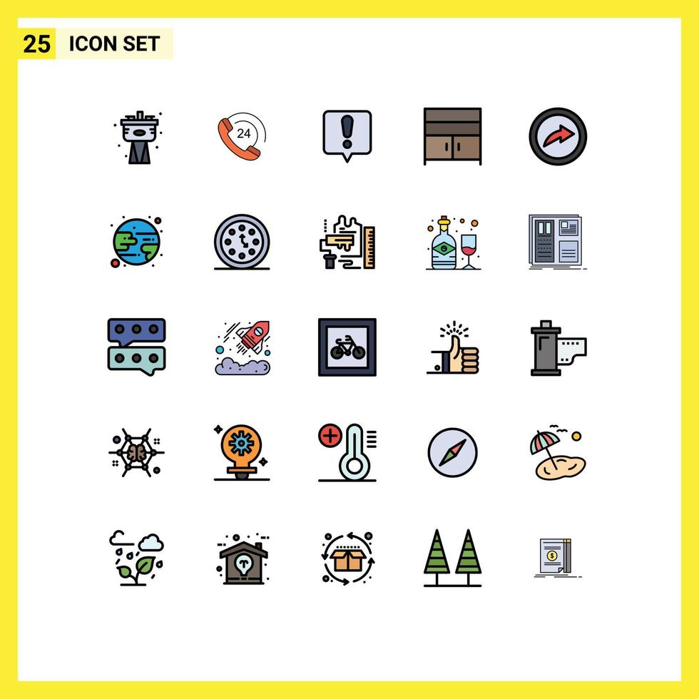 Set of 25 Modern UI Icons Symbols Signs for share export chat error interior cupboard Editable Vector Design Elements