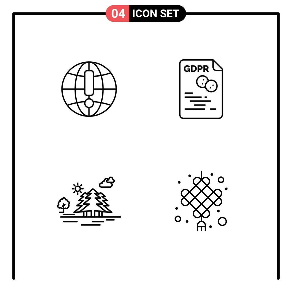 Pictogram Set of 4 Simple Filledline Flat Colors of globe mountain world file landscape Editable Vector Design Elements