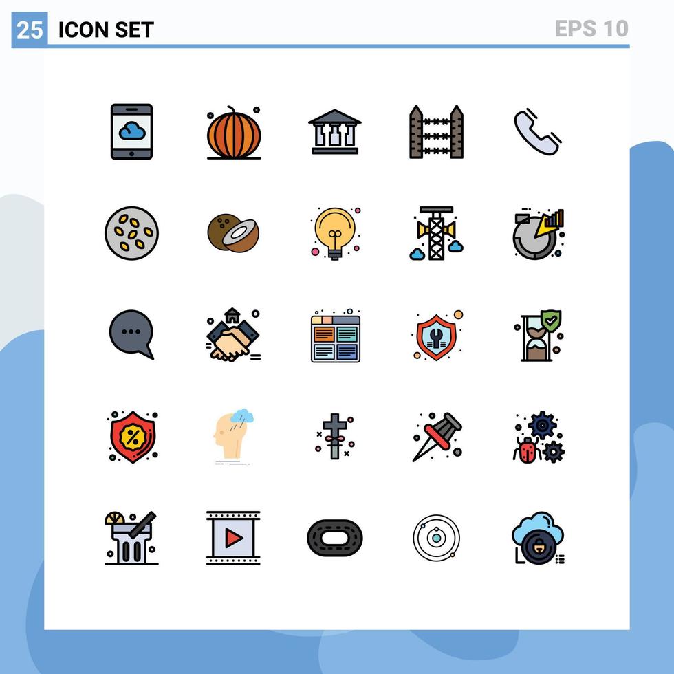 Modern Set of 25 Filled line Flat Colors and symbols such as contact wire bank signaling protection Editable Vector Design Elements