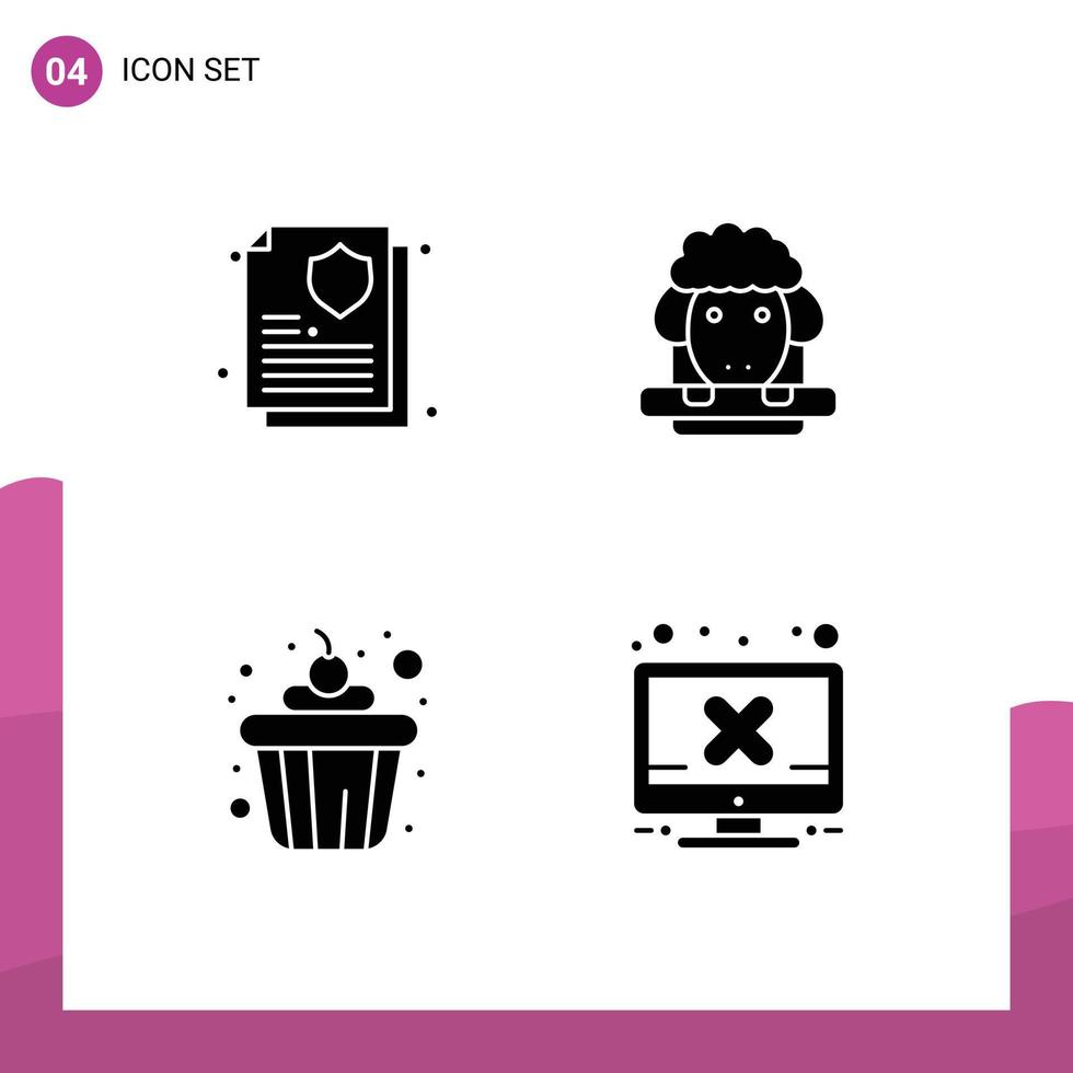 conjunto de 4 iconos de interfaz de usuario modernos signos de símbolos para garantizar alimentos elementos de diseño vectorial editables de hardware de primavera de pascua vector