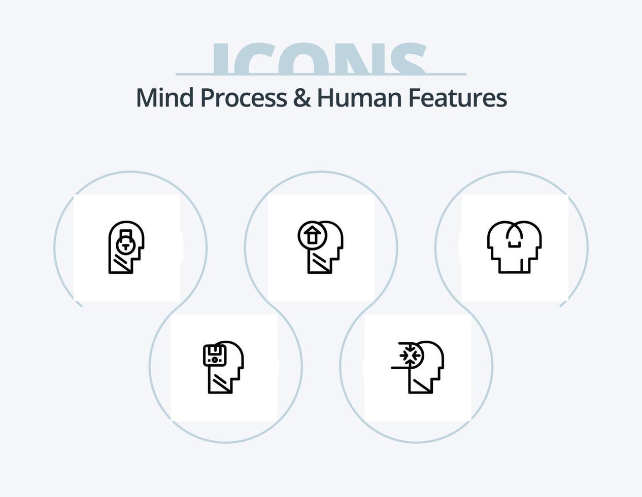 Mind Process And Human Features Line Icon Pack 5 Icon Design. box. diamond. male. perfection. head vector