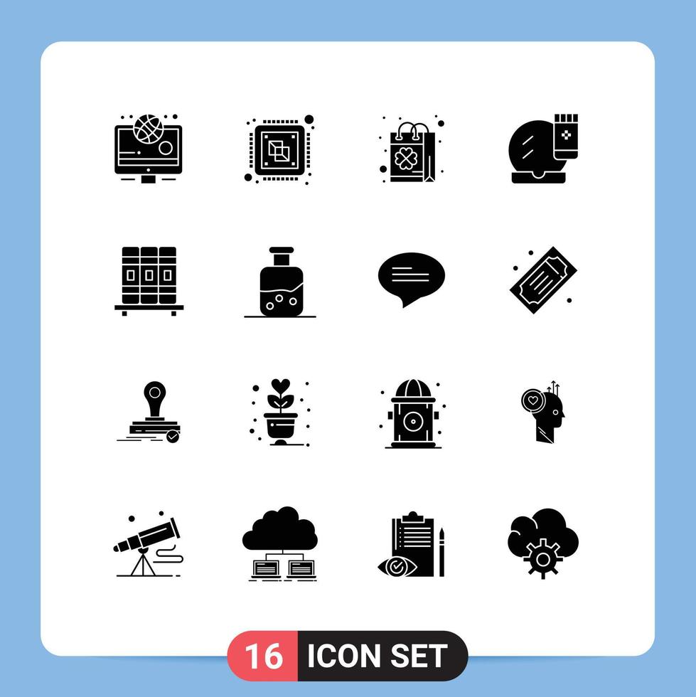 Set of 16 Vector Solid Glyphs on Grid for makeup base face makeup patrick face compact shopping Editable Vector Design Elements