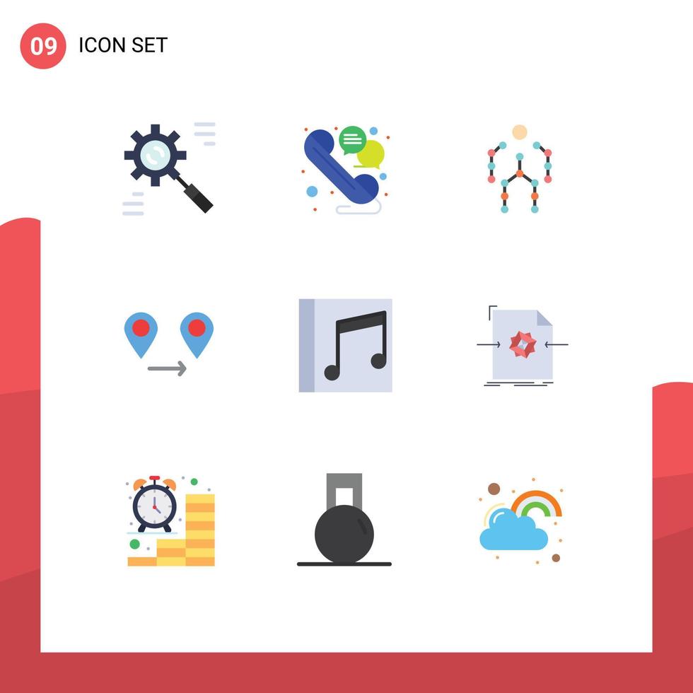 Universal Icon Symbols Group of 9 Modern Flat Colors of album location telephone gps human Editable Vector Design Elements
