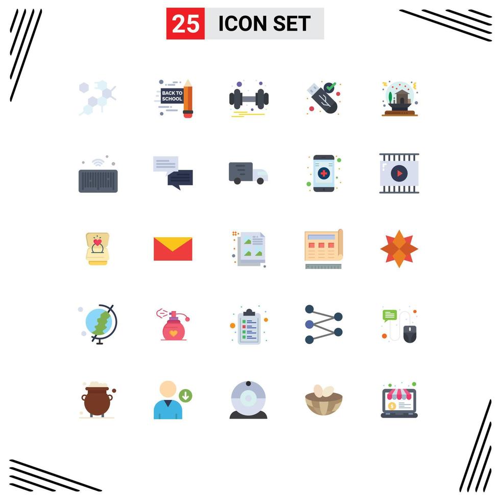 Set of 25 Modern UI Icons Symbols Signs for house gift health christmas usb Editable Vector Design Elements