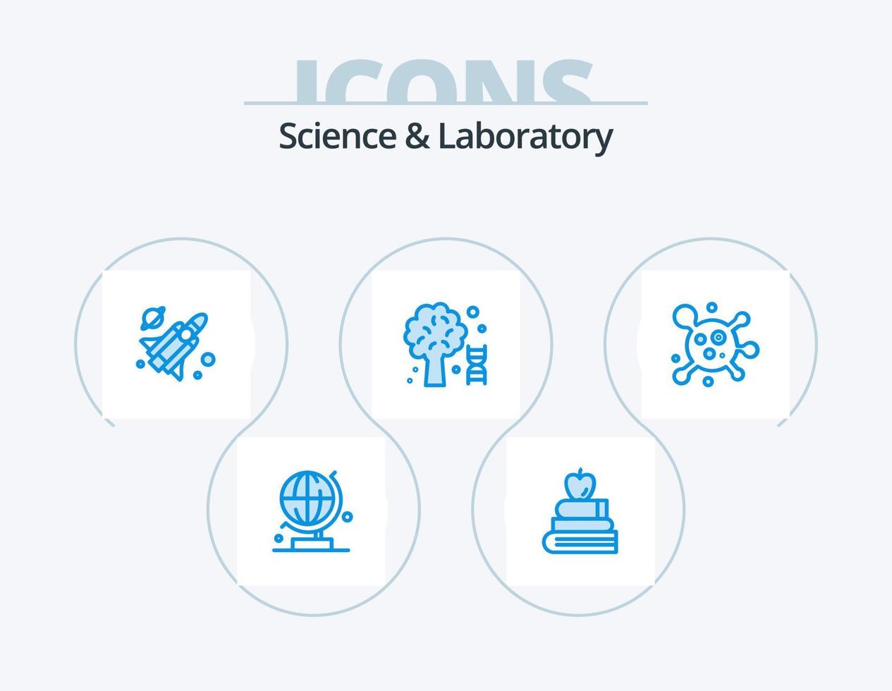 Science Blue Icon Pack 5 Icon Design. . molecule. missile. atom. science vector