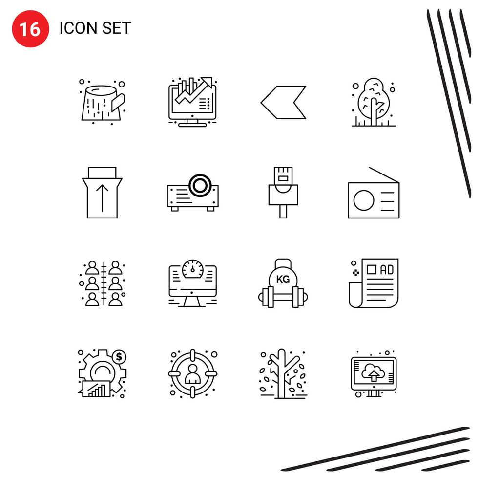 16 Creative Icons Modern Signs and Symbols of device slide pointer gesture jungle Editable Vector Design Elements