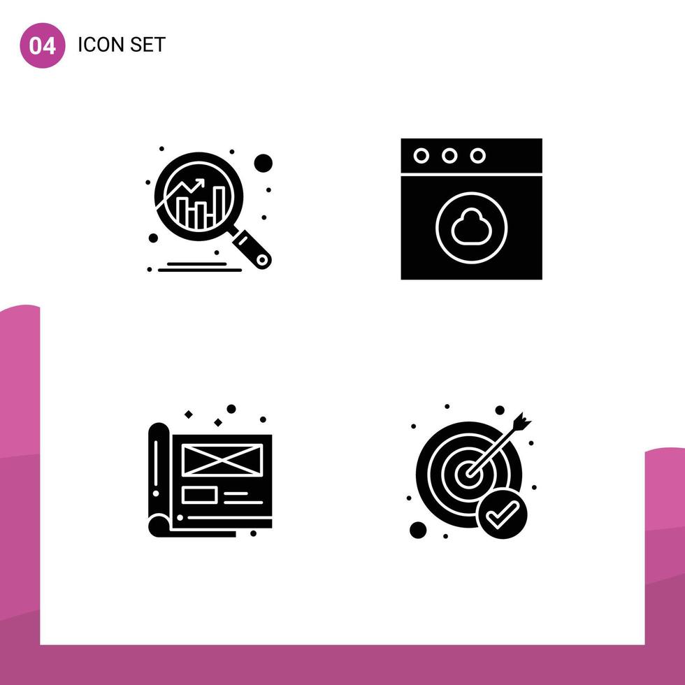 Mobile Interface Solid Glyph Set of Pictograms of analytics document app art achievement Editable Vector Design Elements