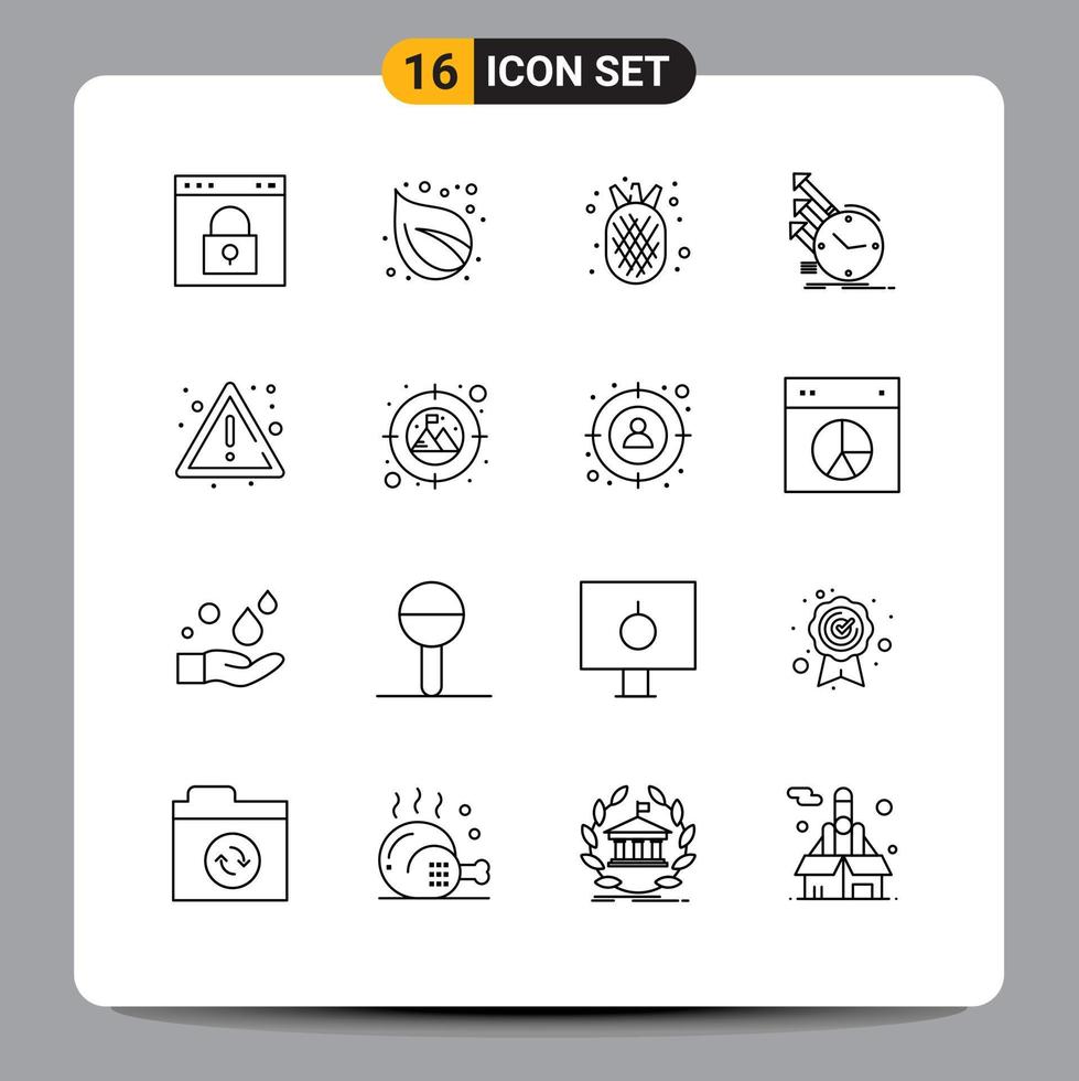 Mobile Interface Outline Set of 16 Pictograms of research of tree inspection summer Editable Vector Design Elements