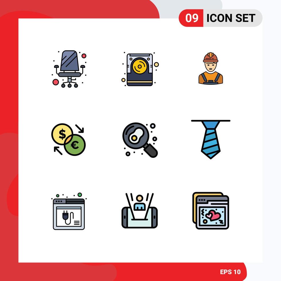9 iconos creativos signos y símbolos modernos del supervisor de moneda del trabajador de cambio del euro elementos de diseño vectorial editables vector