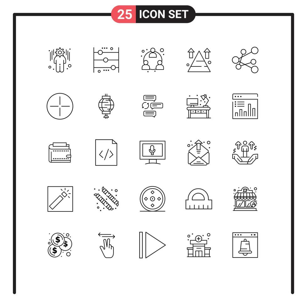 Group of 25 Lines Signs and Symbols for export sucess business arrow mountain Editable Vector Design Elements