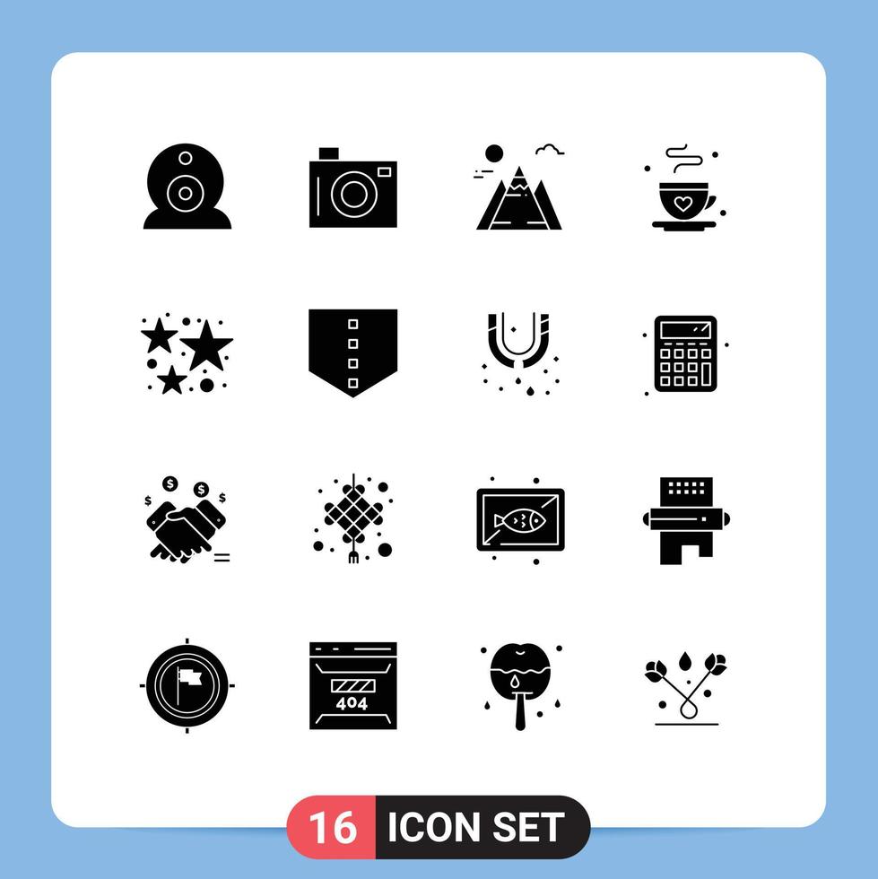 Stock Vector Icon Pack of 16 Line Signs and Symbols for fireworks firecracker mountain celebration father Editable Vector Design Elements