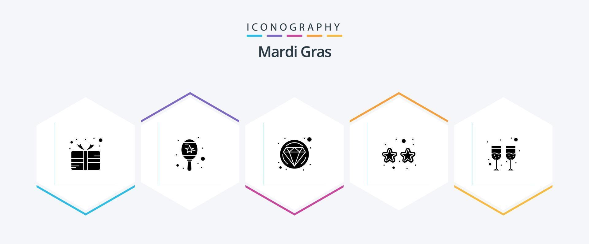 Mardi Gras 25 Glyph icon pack including . glass. diamond. drink. mardi gras vector