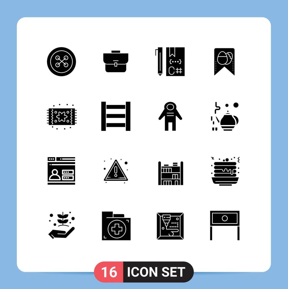 Universal Icon Symbols Group of 16 Modern Solid Glyphs of furnishing egg c easter development Editable Vector Design Elements