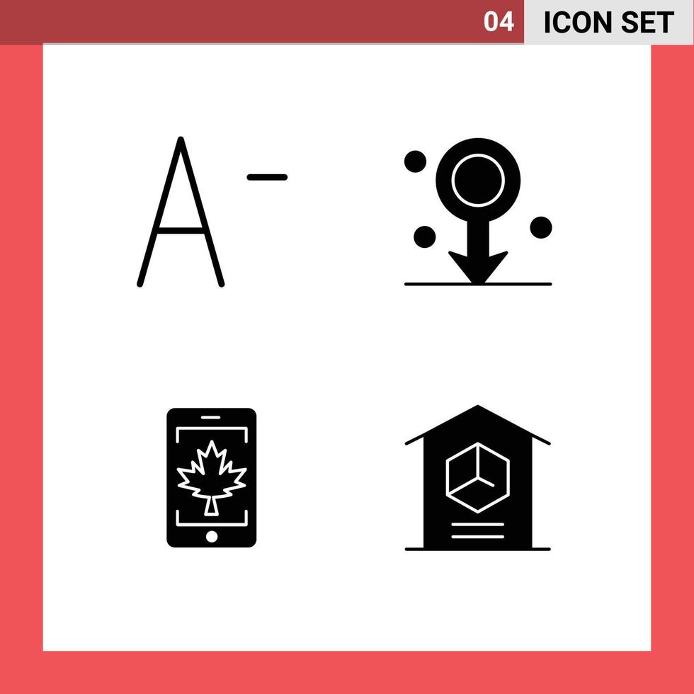 Stock Vector Icon Pack of 4 Line Signs and Symbols for decrease leaf male mobile home Editable Vector Design Elements
