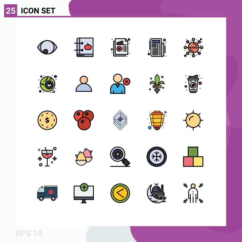 Set of 25 Modern UI Icons Symbols Signs for chemistry newspaper learning news monitoring Editable Vector Design Elements