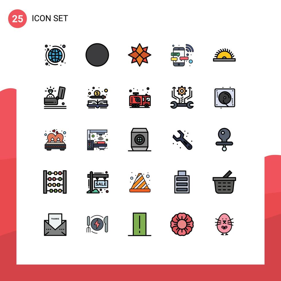 Pictogram Set of 25 Simple Filled line Flat Colors of saw smart holiday phone device Editable Vector Design Elements