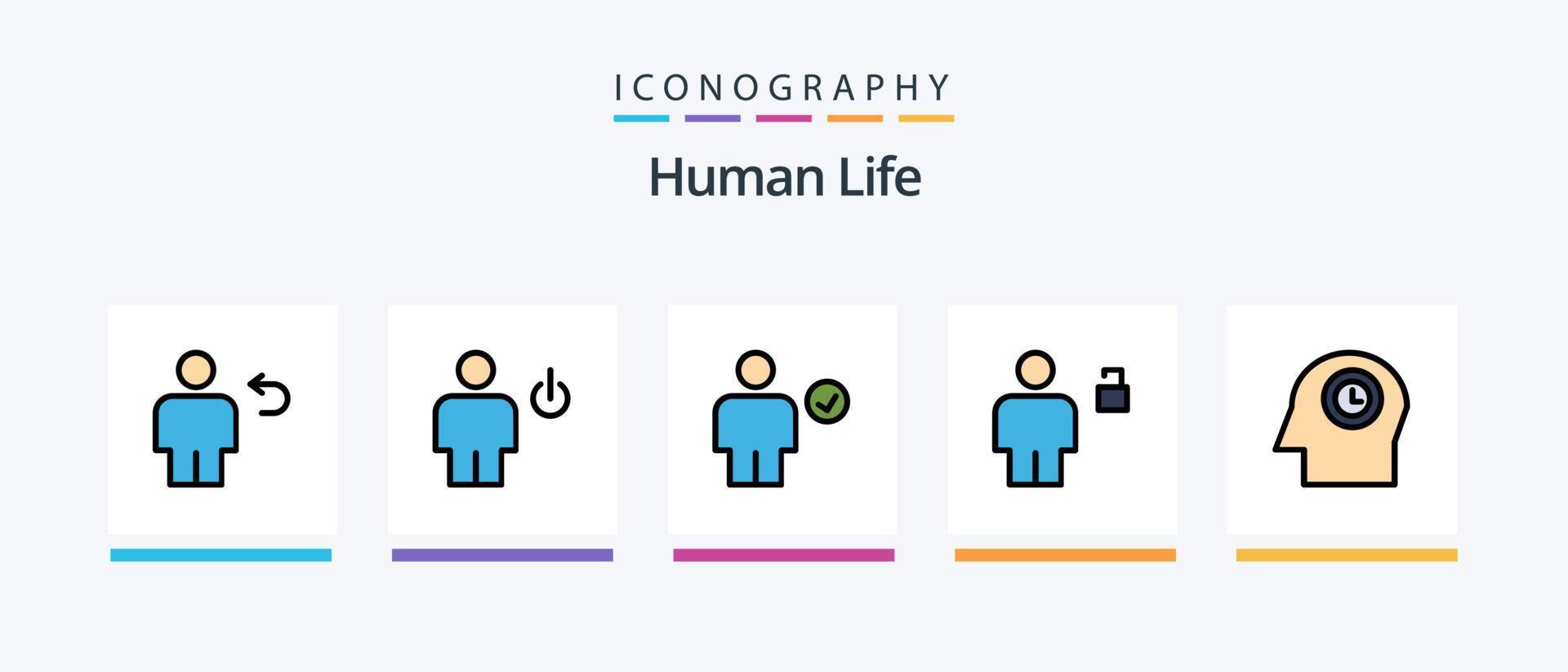 Human Line Filled 5 Icon Pack Including add. locked. body. human. avatar. Creative Icons Design vector