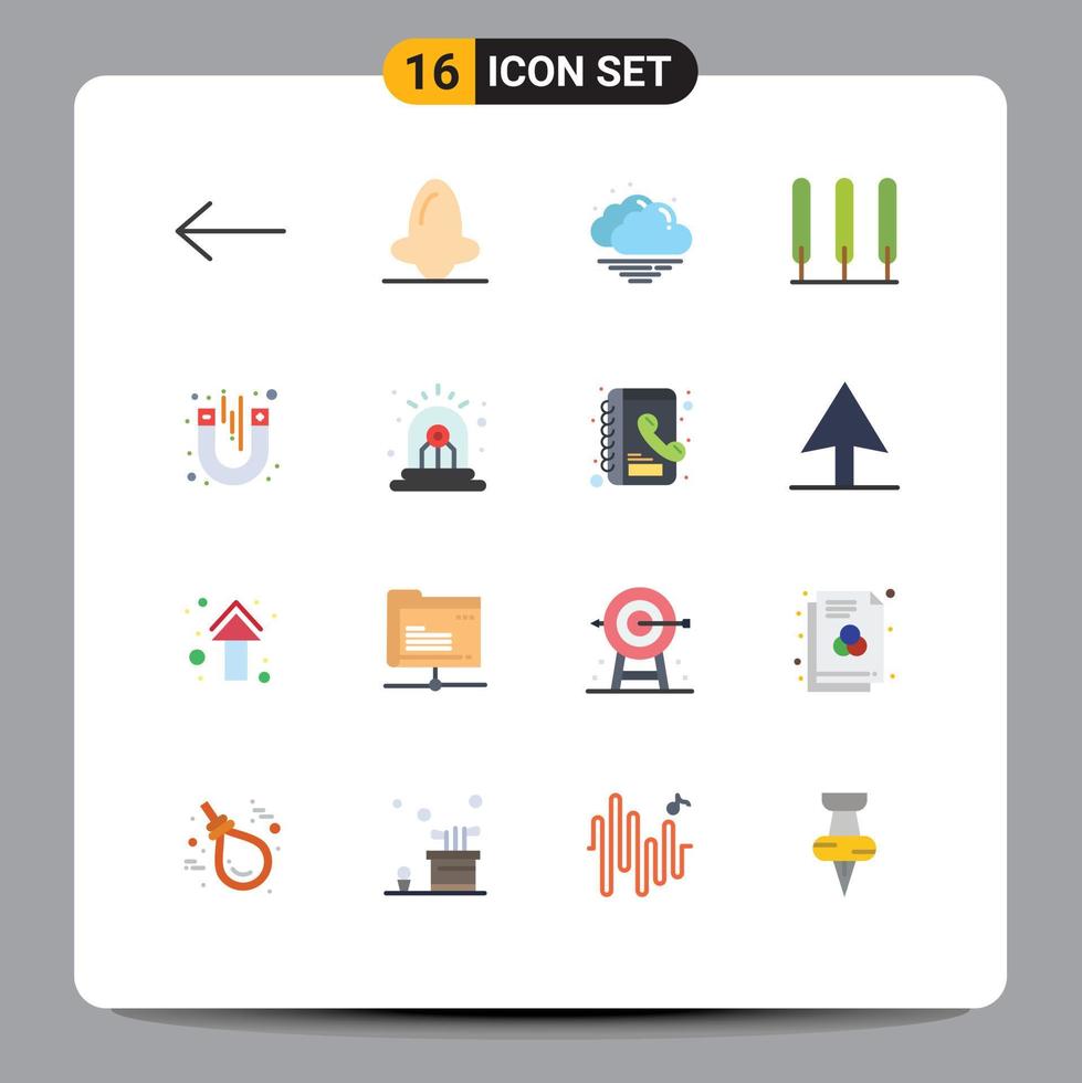 Set of 16 Modern UI Icons Symbols Signs for arrow weather biology nose nature Editable Pack of Creative Vector Design Elements