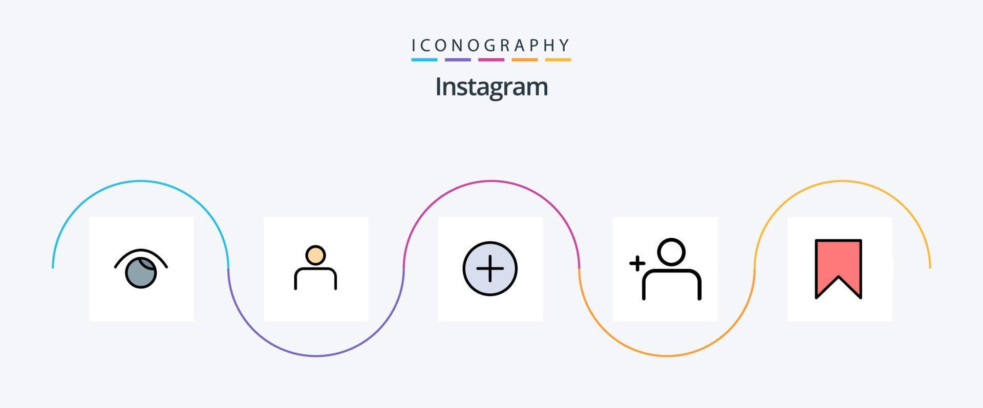 Instagram Line Filled Flat 5 Icon Pack Including interface. flag. user. sets. discover people vector