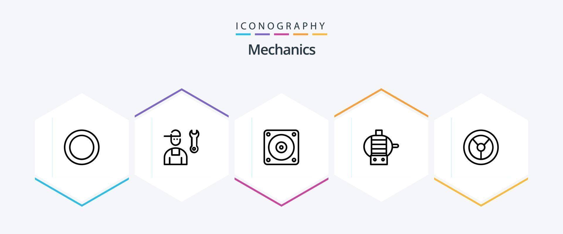 paquete de íconos de 25 líneas de mecánica que incluye . . eléctrico. mecánica. motor vector