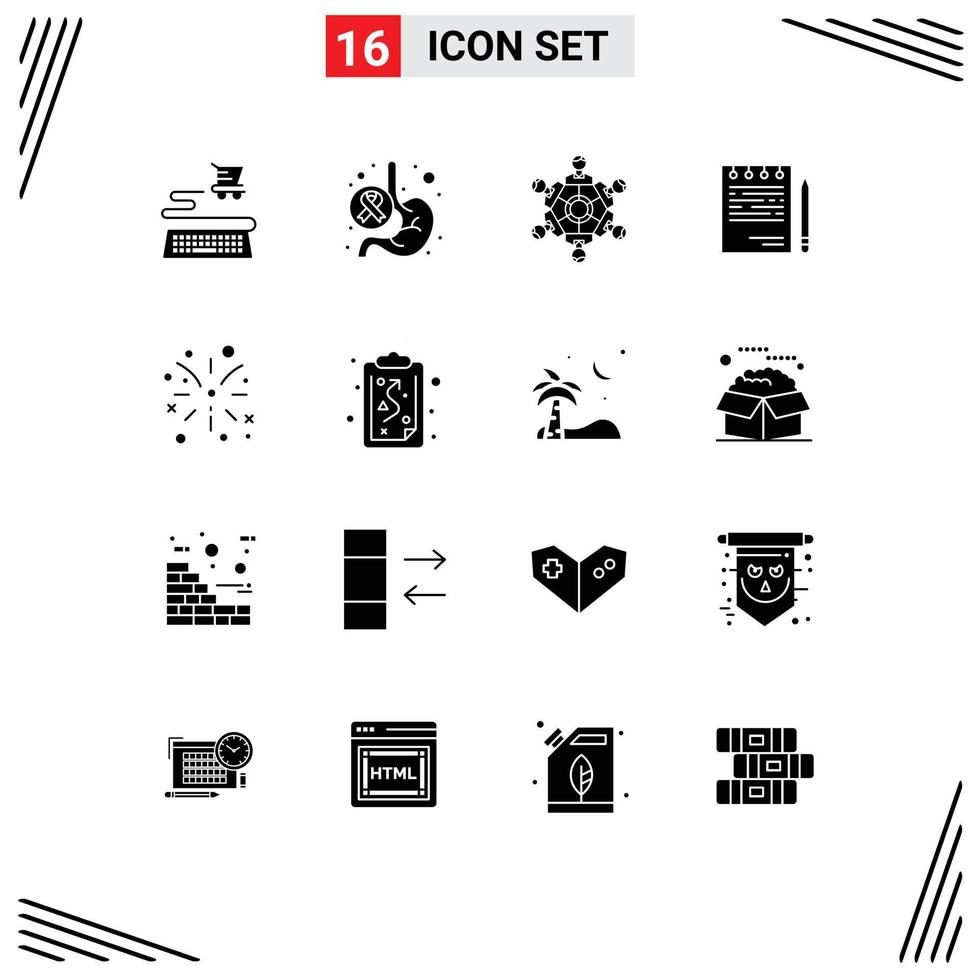 Modern Set of 16 Solid Glyphs and symbols such as plan corporate cooperation competitive playing Editable Vector Design Elements