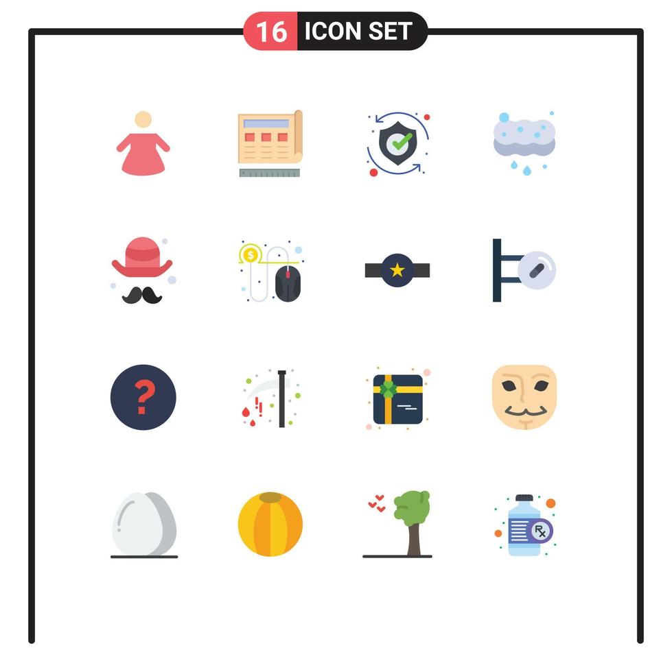 Set of 16 Vector Flat Colors on Grid for people security blue web solution Editable Pack of Creative Vector Design Elements