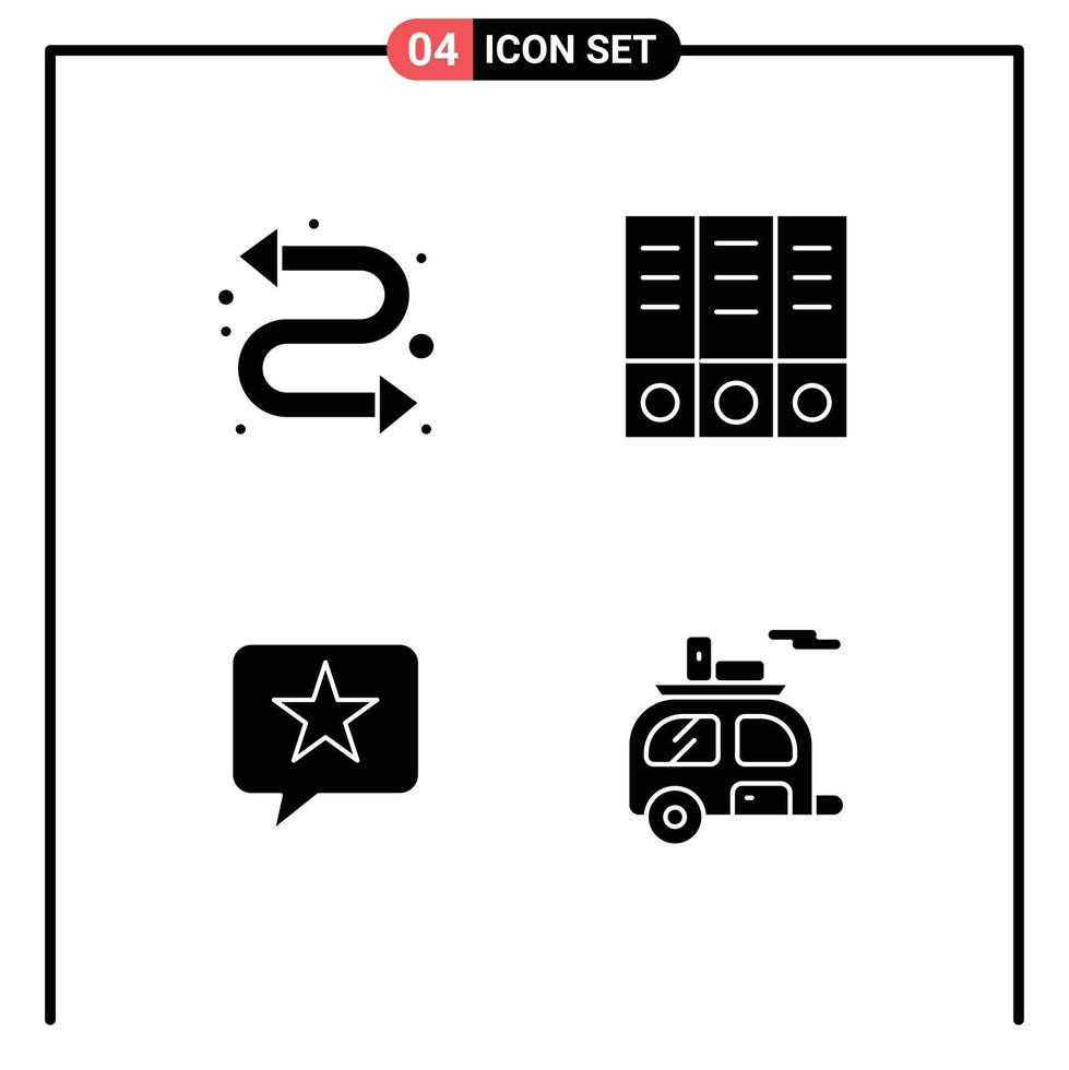 4 Solid Glyph concept for Websites Mobile and Apps arrows star archive chat camping Editable Vector Design Elements