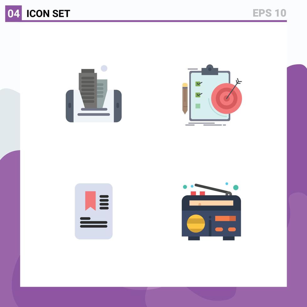 Modern Set of 4 Flat Icons and symbols such as mobile mobile building analytics oneducation Editable Vector Design Elements