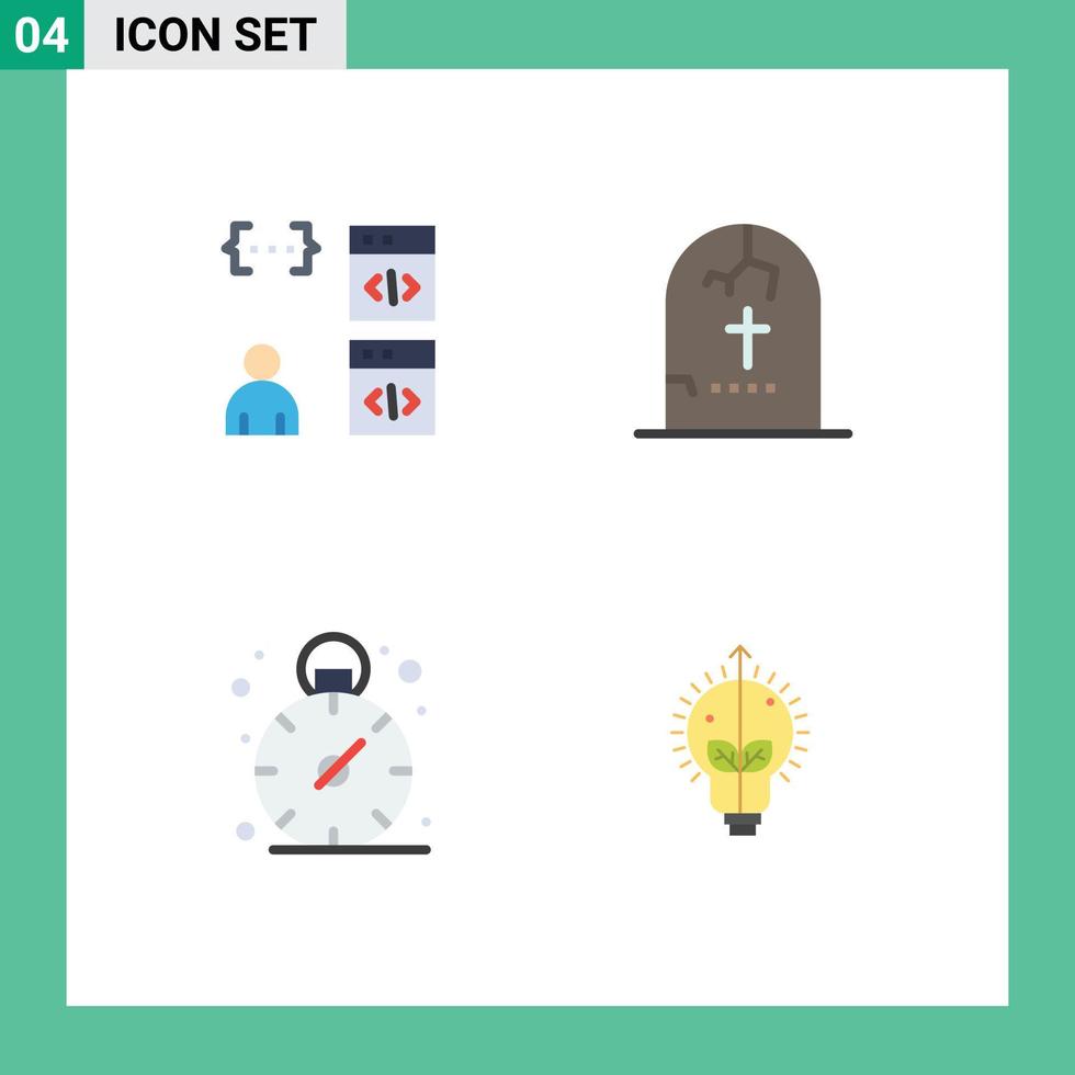 Group of 4 Modern Flat Icons Set for app religion develop grave management Editable Vector Design Elements