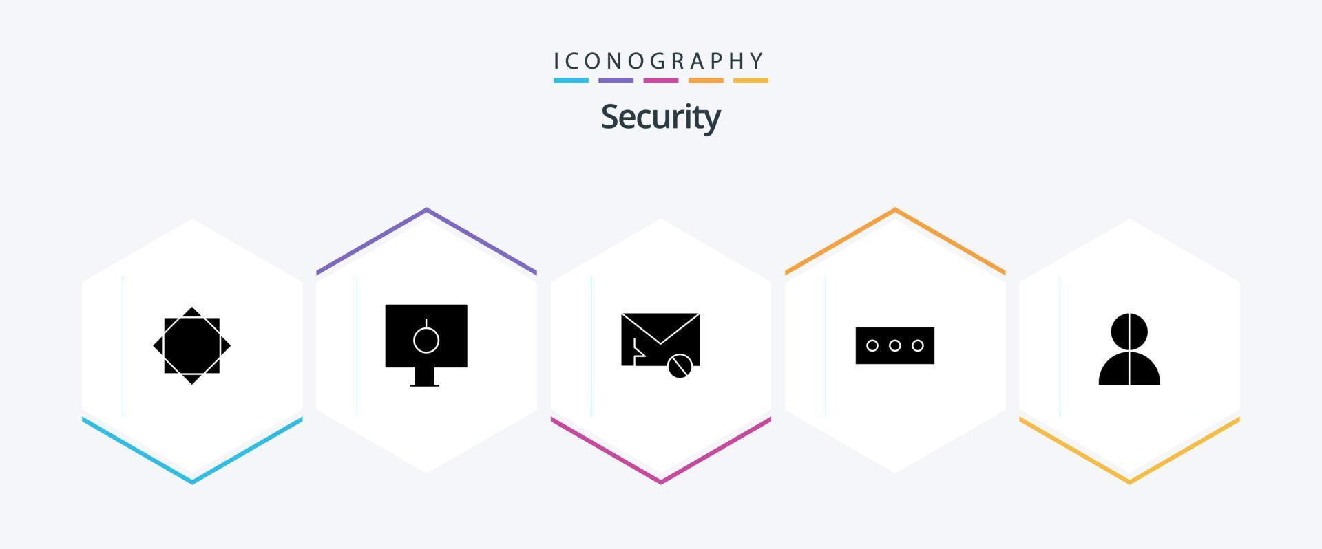 paquete de iconos de 25 glifos de seguridad que incluye impostor. seguridad. seguridad. contraseña. SMS vector