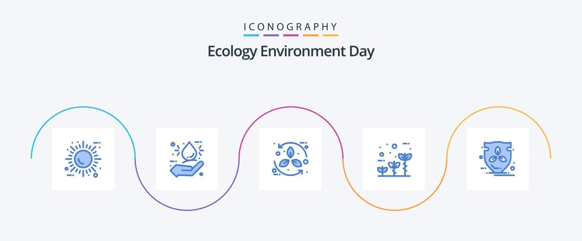 Ecology Blue 5 Icon Pack Including growth. friendly. hand. eco. leaf vector