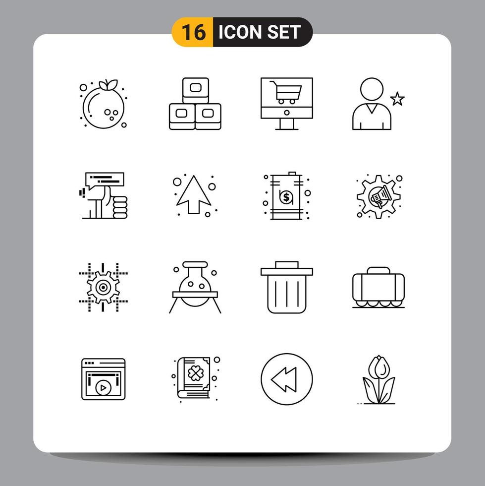 Set of 16 Commercial Outlines pack for like finger ecommerce user friend Editable Vector Design Elements